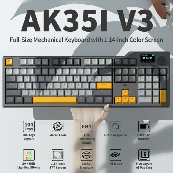 AJAZZ AK35I V3 104 Key Full Size Wired Gasket Mount Gaming Keyboard (9)