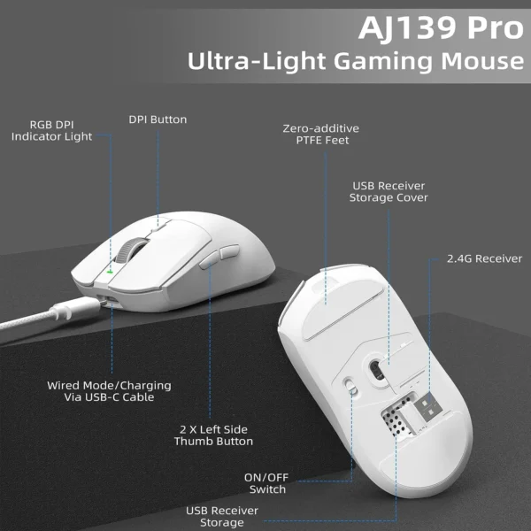 Ajazz AJ139 Pro 4K Wireless Gaming Mouse (4)